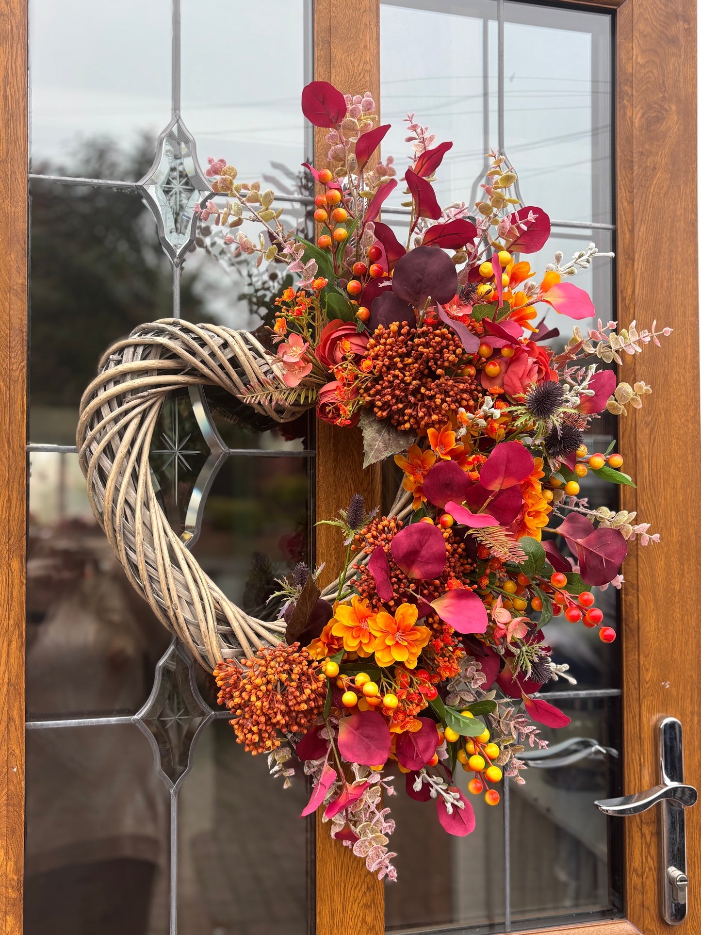 Autumn Wicker Heart Half Wreath