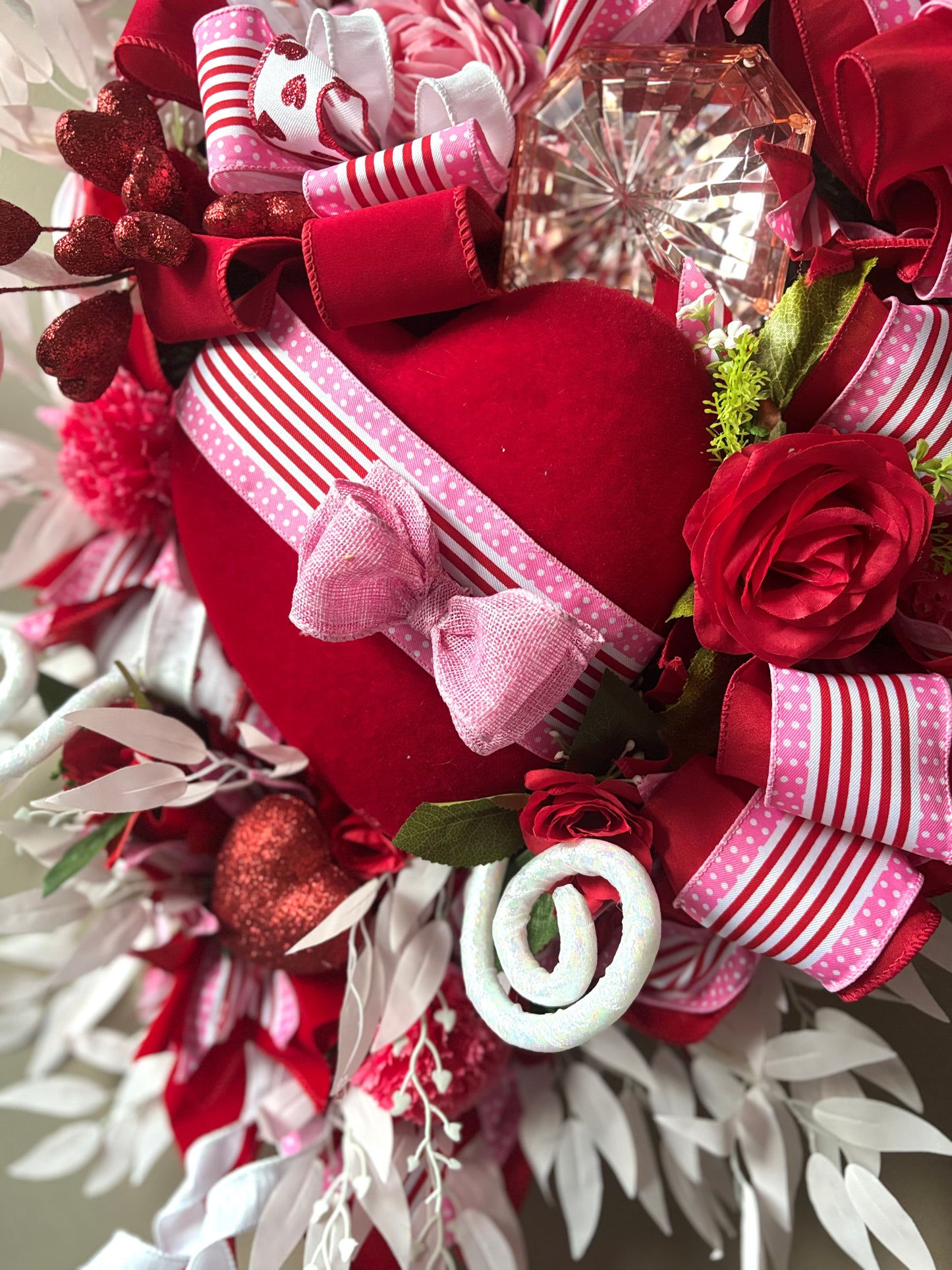 Valentine Luxury Statement Door Swag with Red Heart