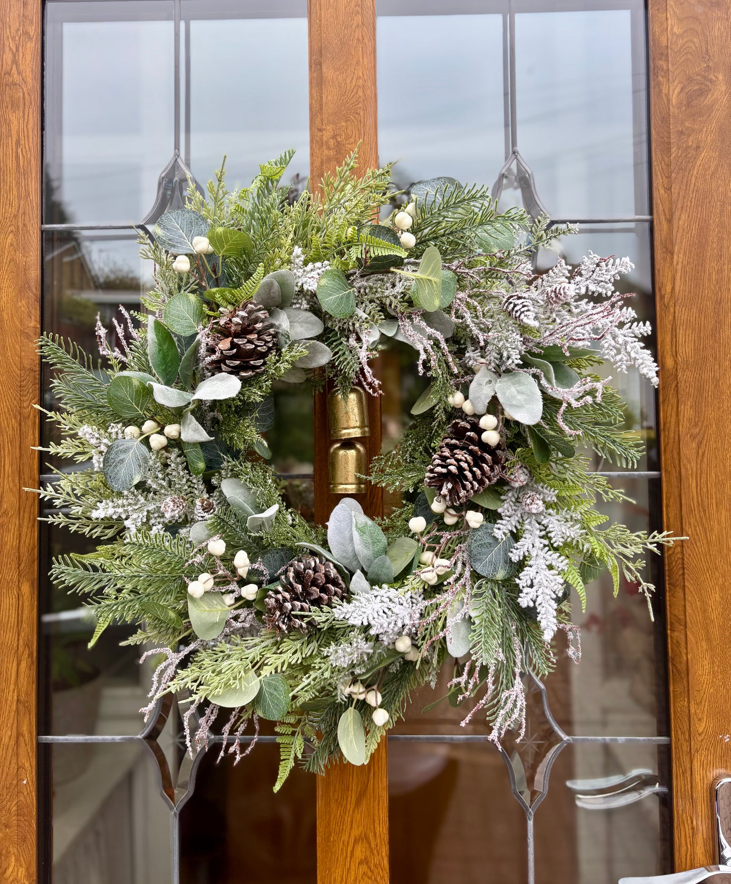 Natural Pine and Berry Wreath with bells