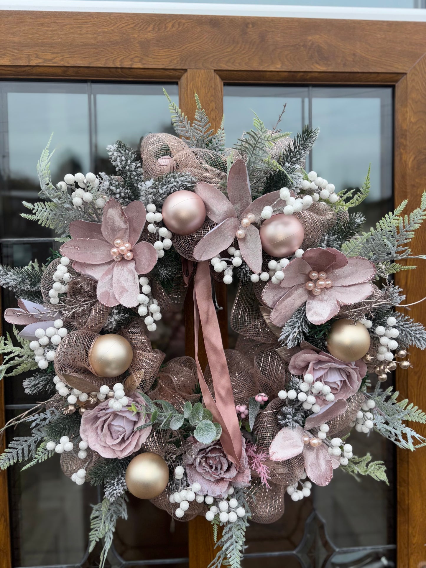 Blush Frost Winter Wreath