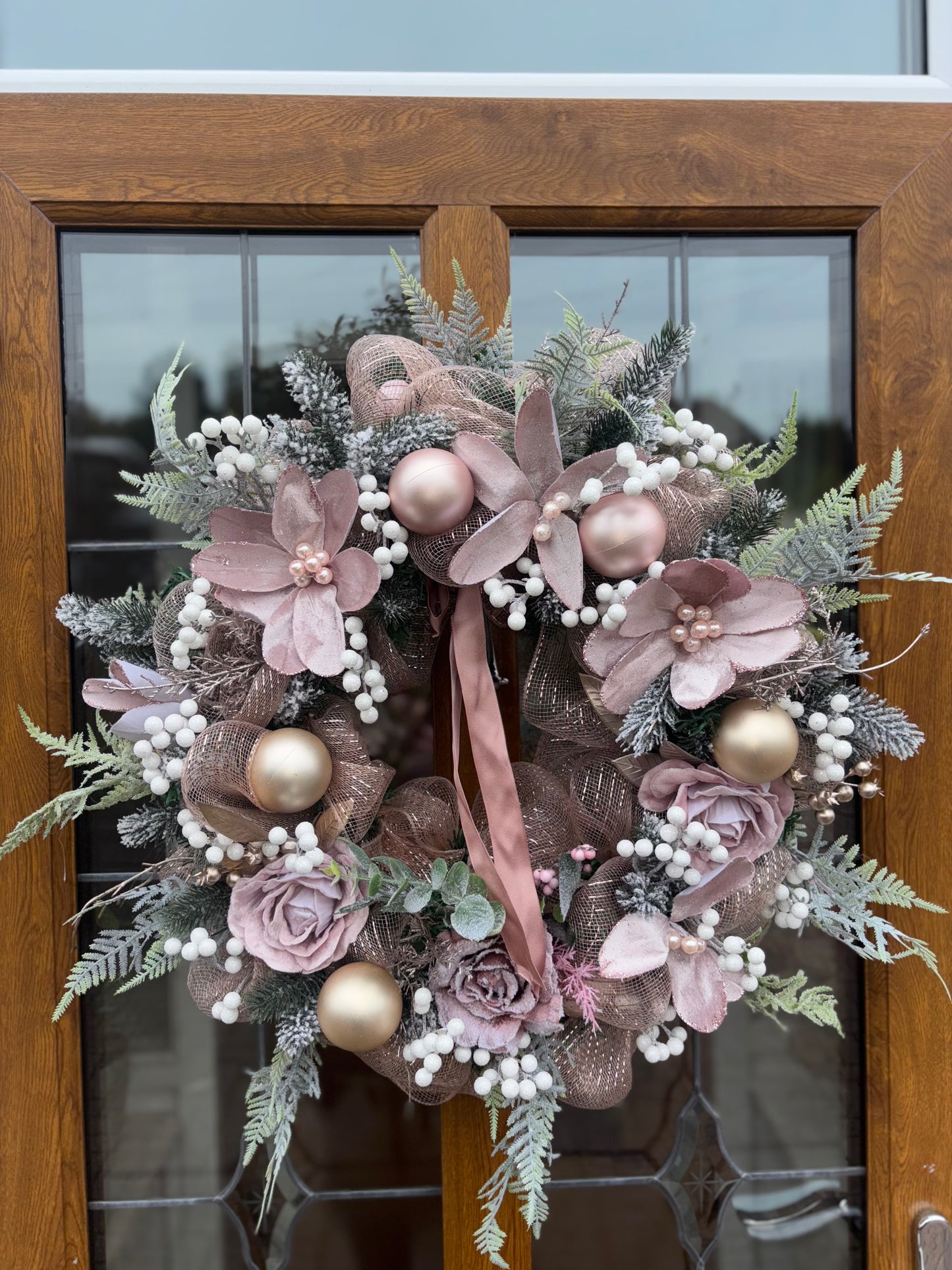 Blush Frost Winter Wreath