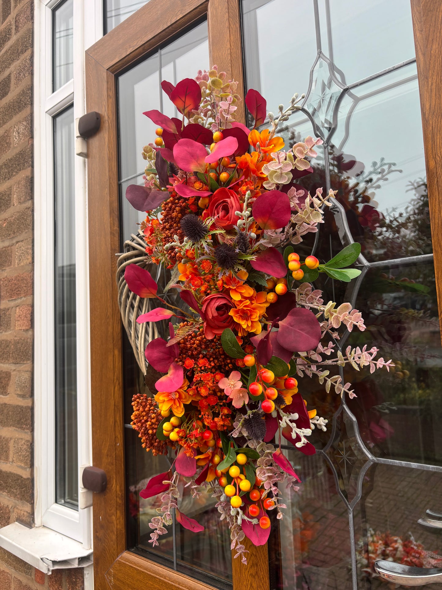 Autumn Wicker Heart Half Wreath