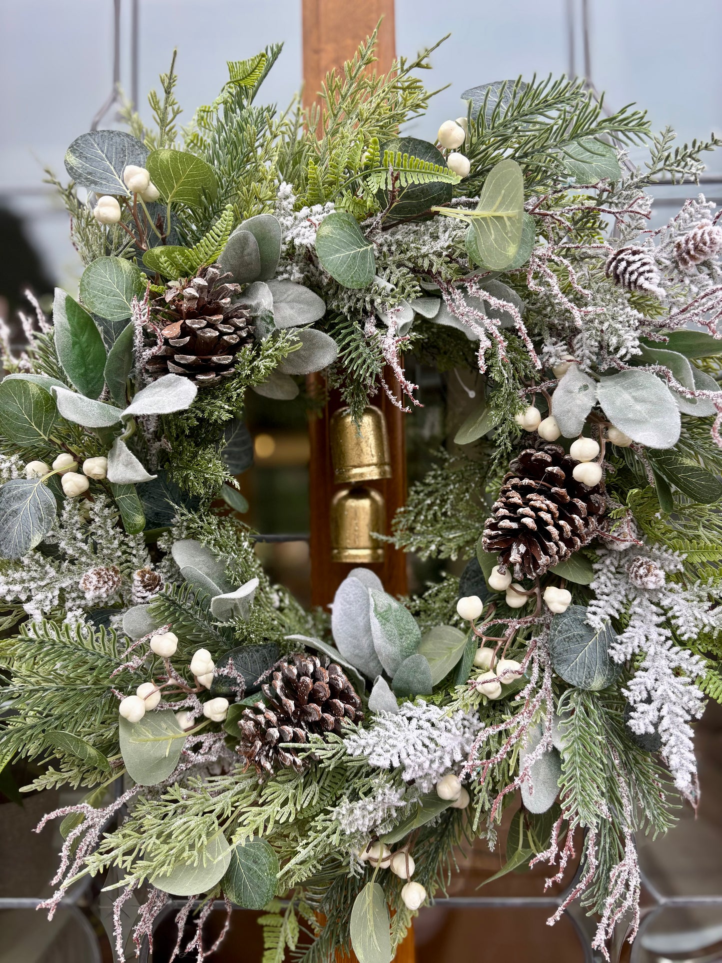 Natural Pine and Berry Wreath with bells