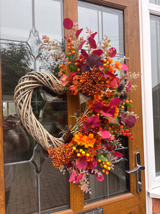 Autumn Wicker Heart Half Wreath