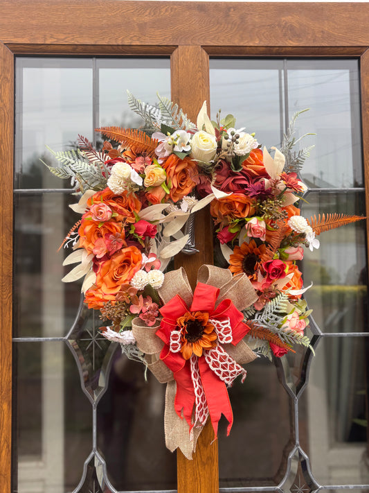 Autumn Wreath 40cm cream orange