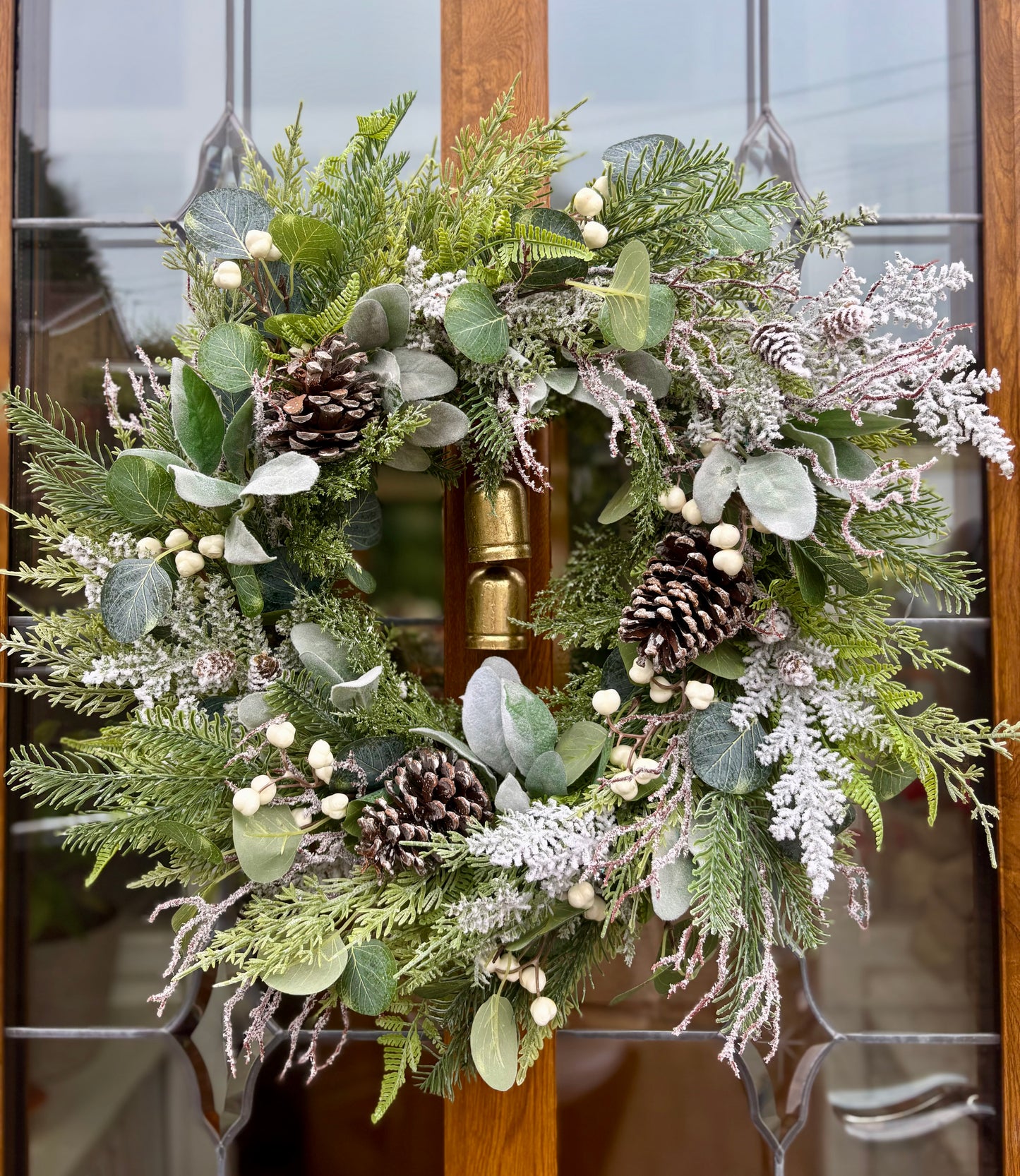 Natural Pine and Berry Wreath with bells