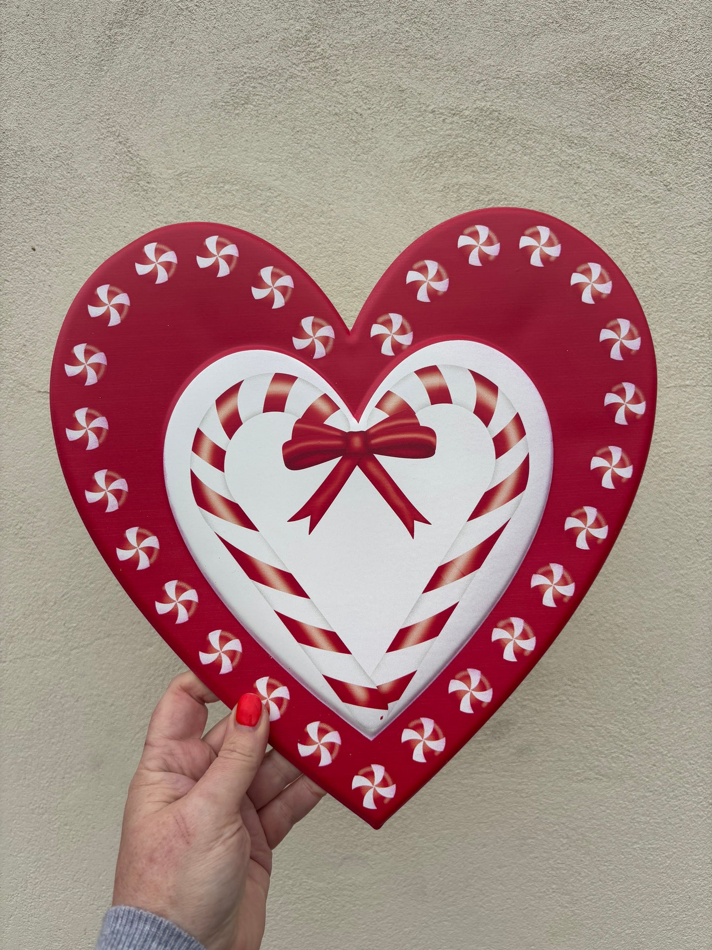 Metal Candy Cane Wreath Sign