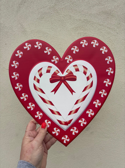 Metal Candy Cane Wreath Sign