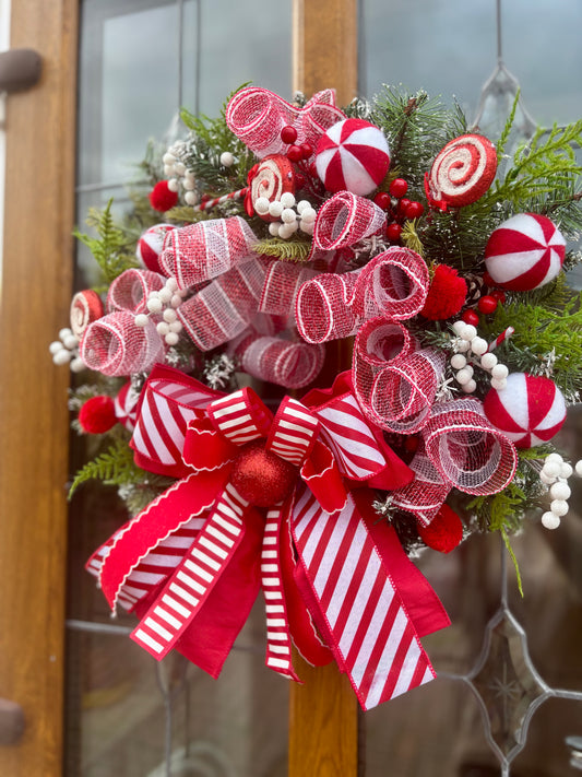 Candy Cane Christmas wreath