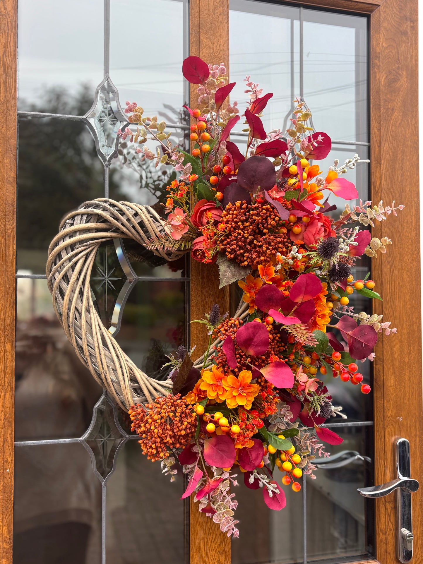 Autumn Wicker Heart Half Wreath