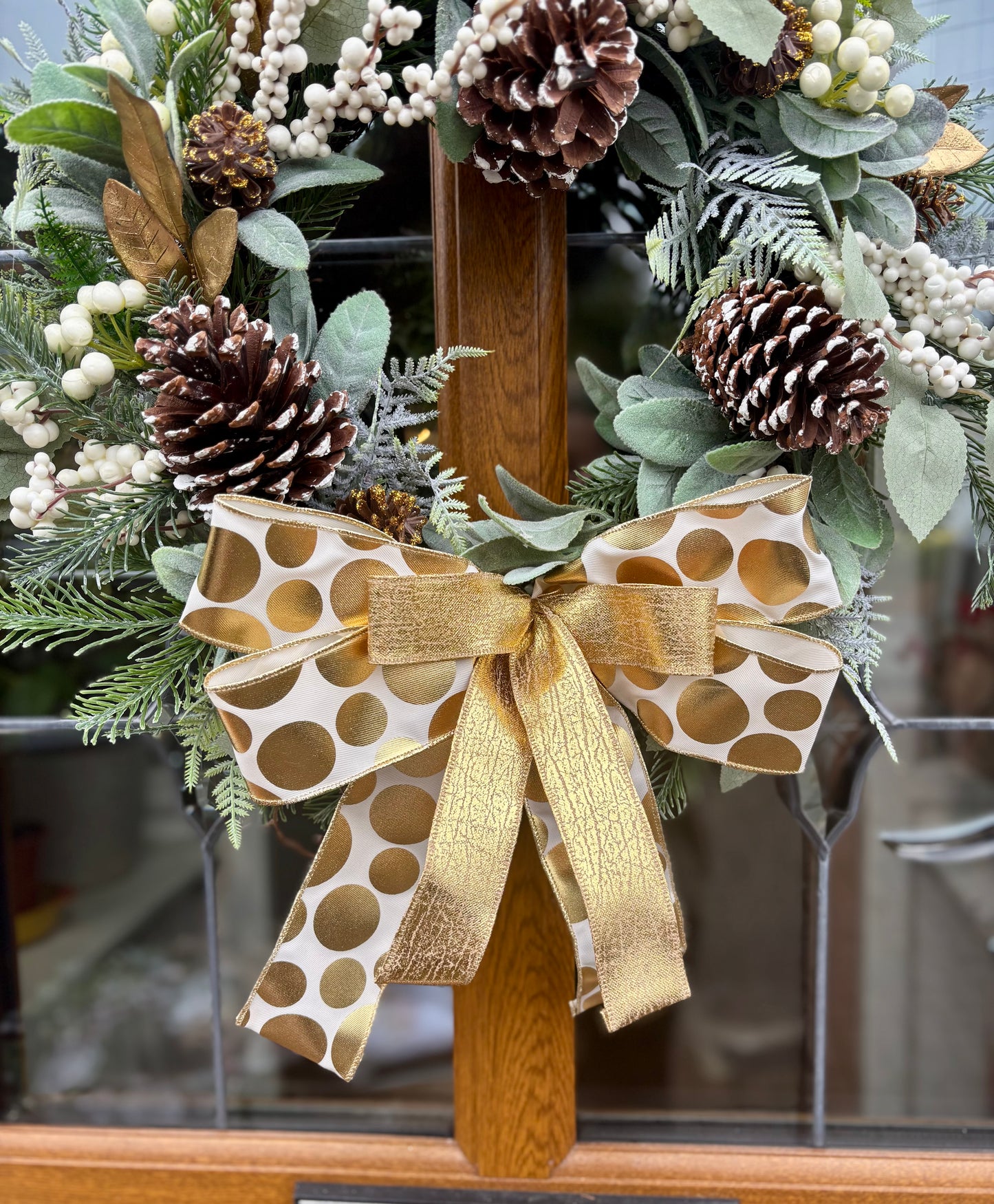 Gold & Ivory Pinecone Wreath