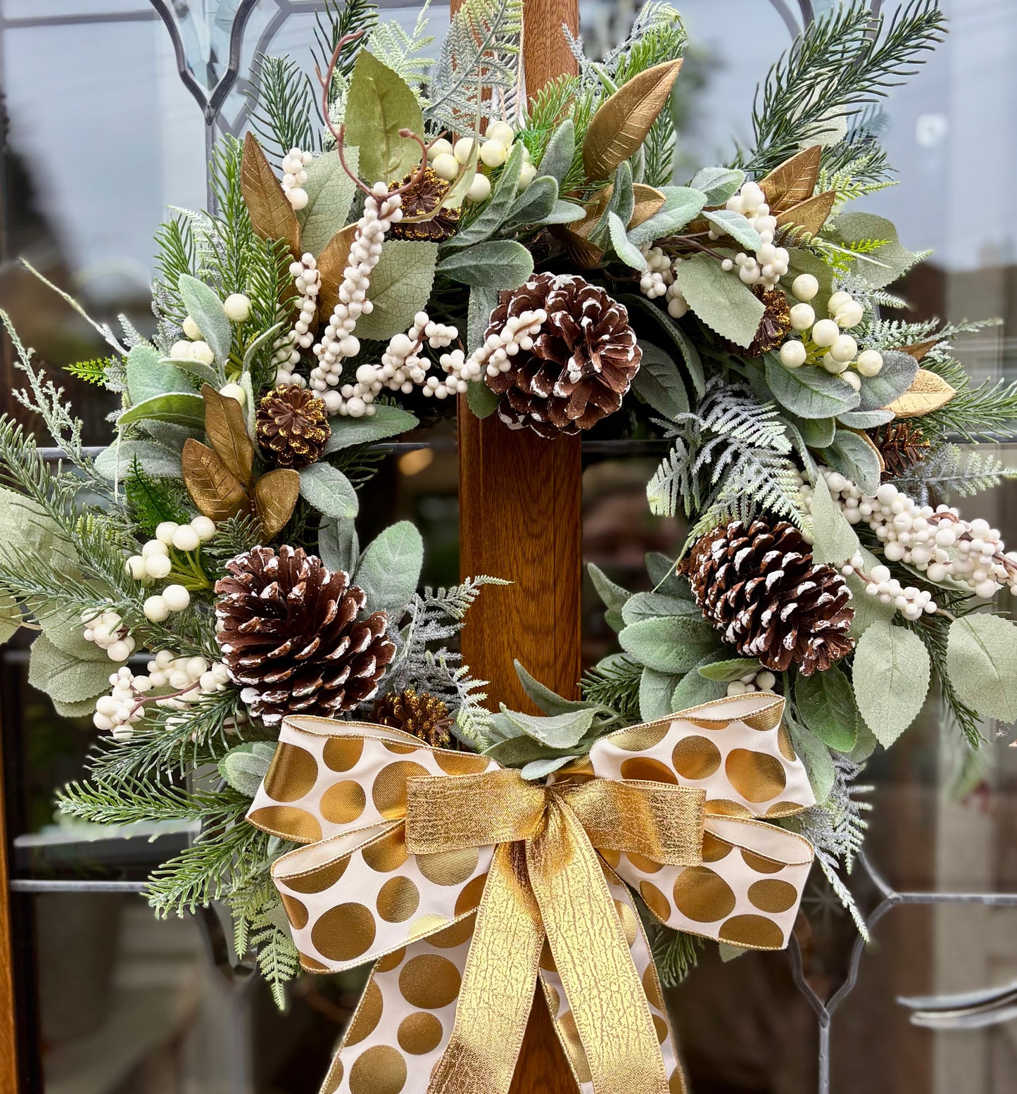 Gold & Ivory Pinecone Wreath