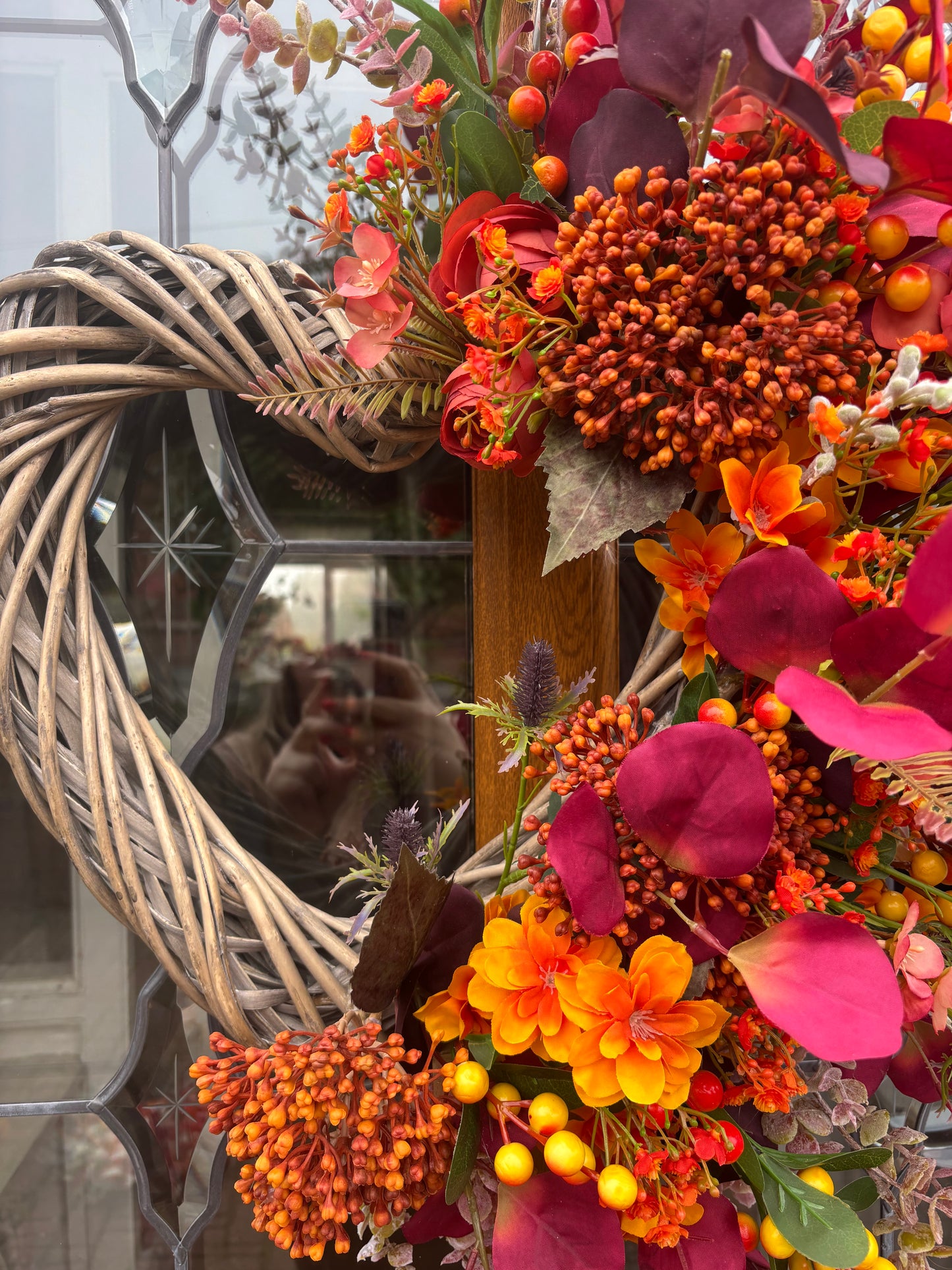 Autumn Wicker Heart Half Wreath