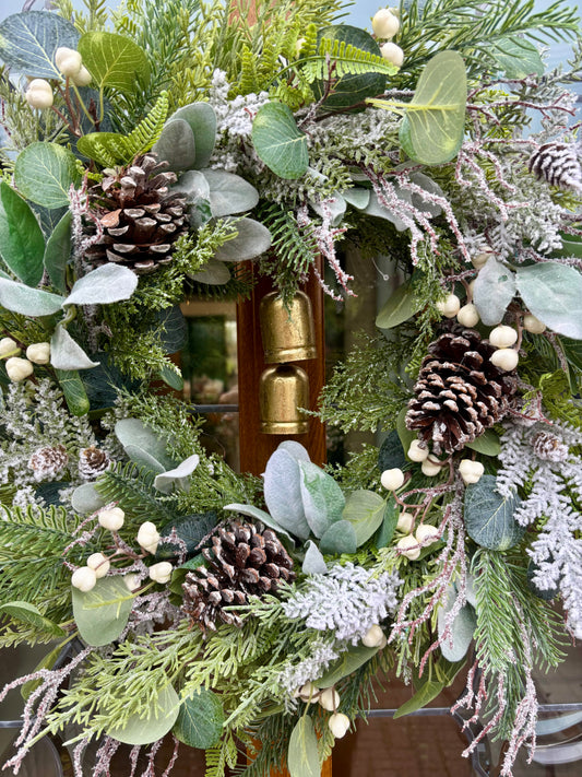 Natural Pine and Berry Wreath with bells