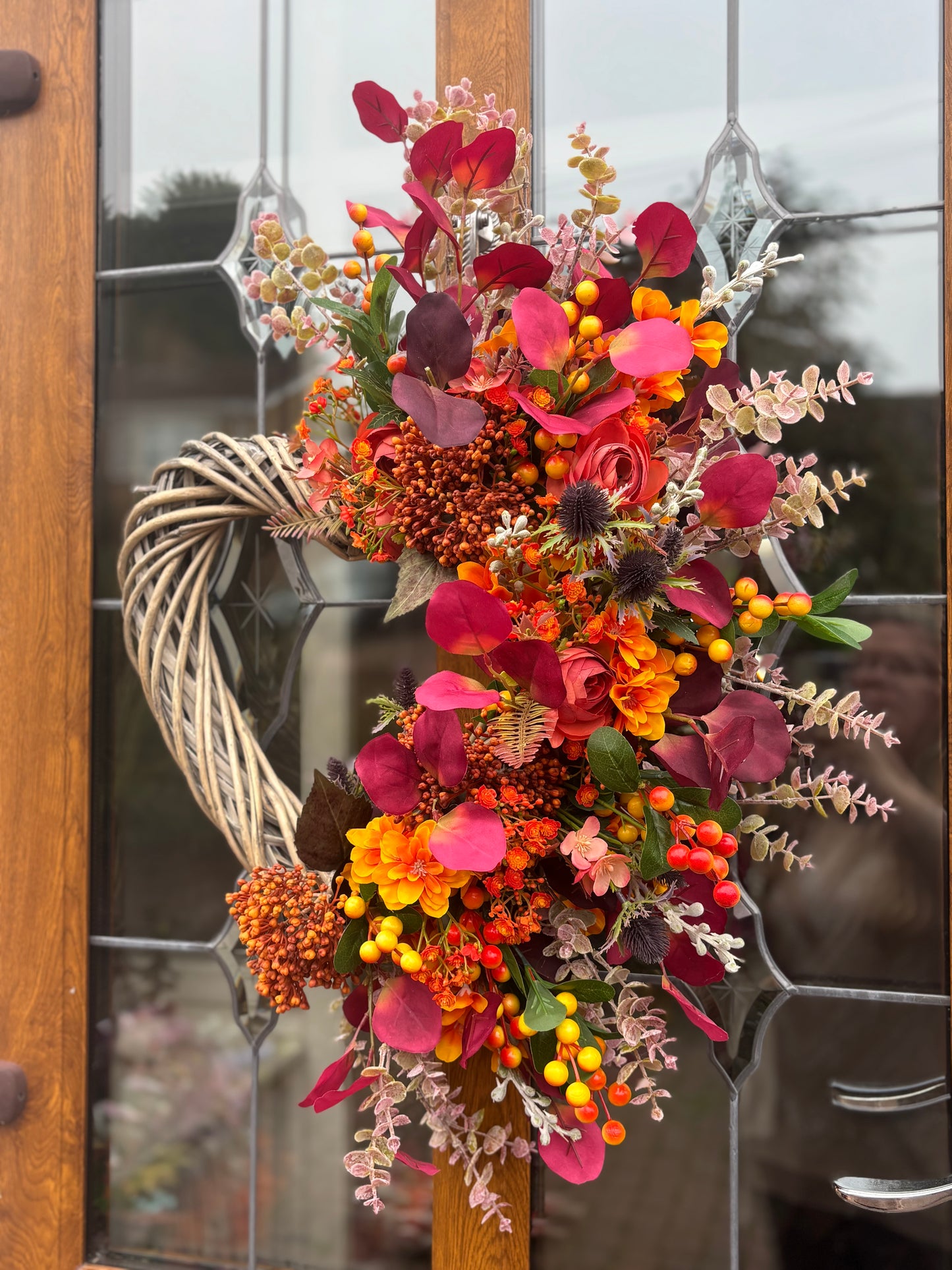 Autumn Wicker Heart Half Wreath