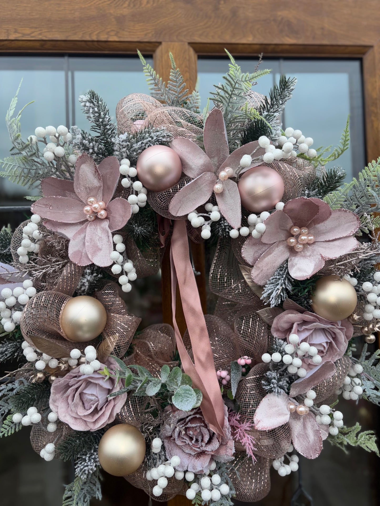 Blush Frost Winter Wreath