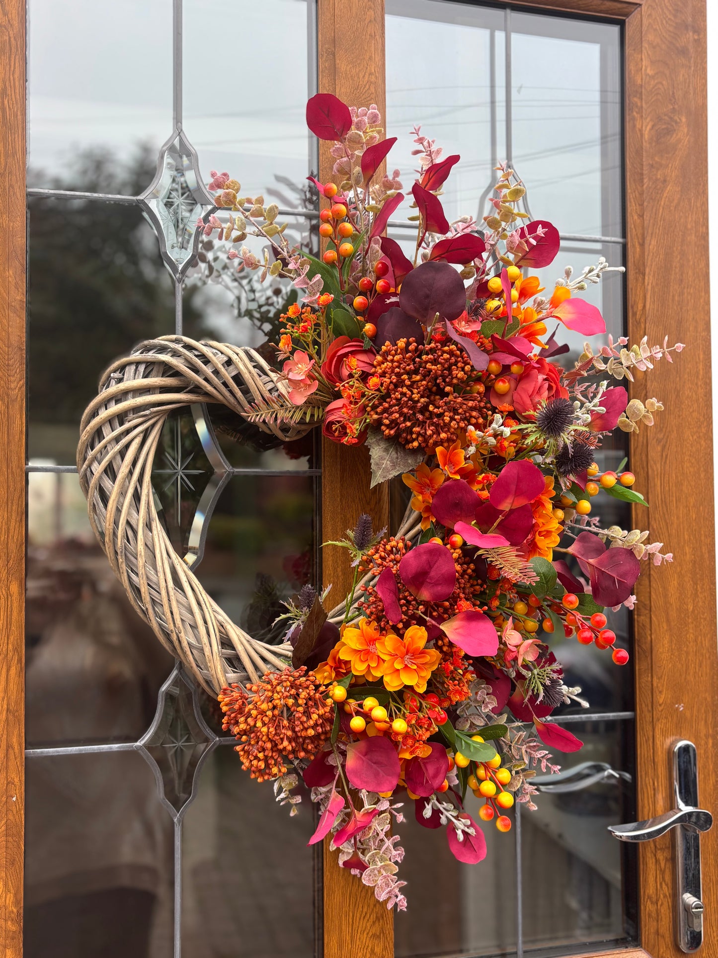 Autumn Wicker Heart Half Wreath